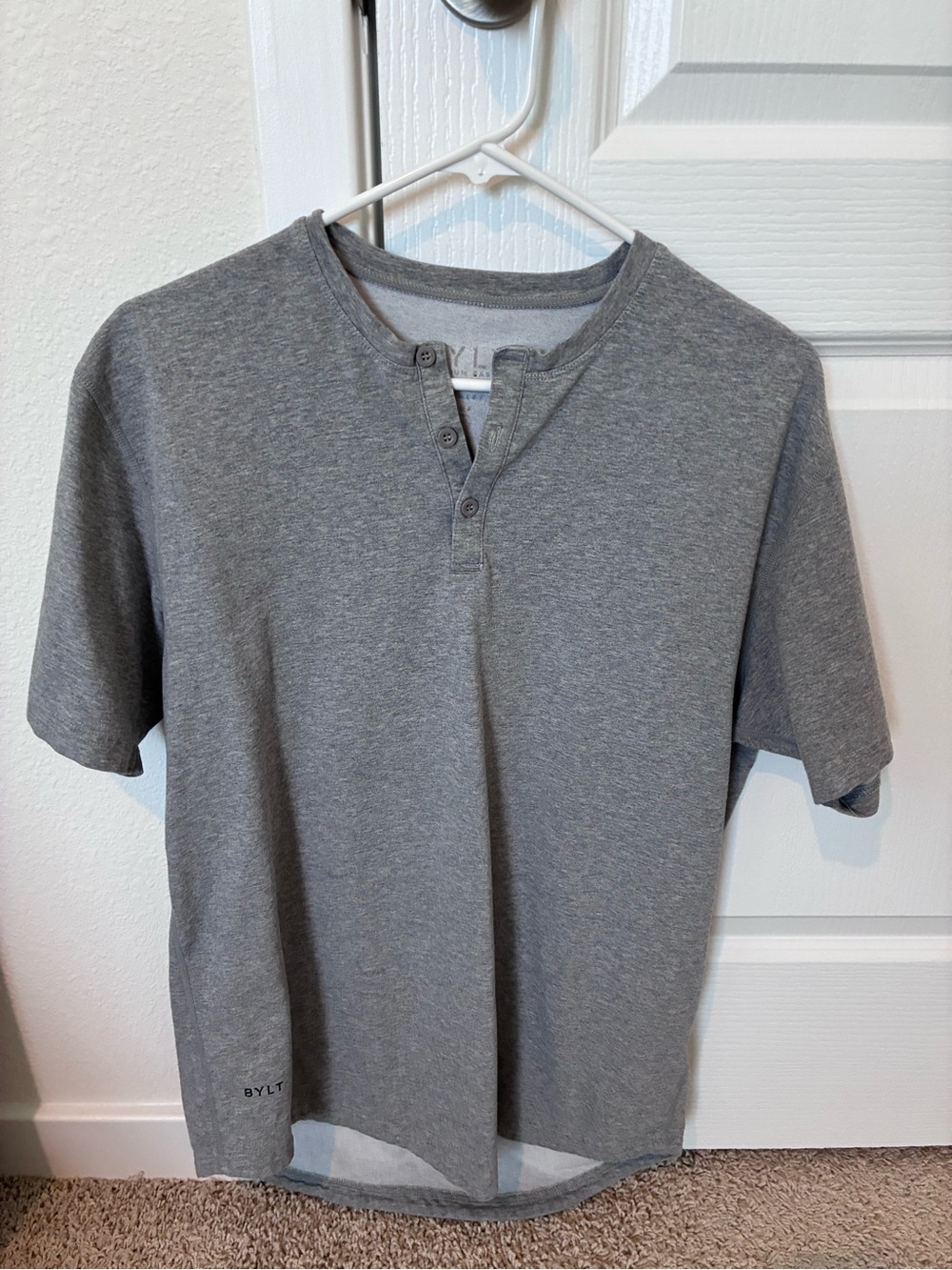 BYLT Basics Gray Short Sleeve Henley